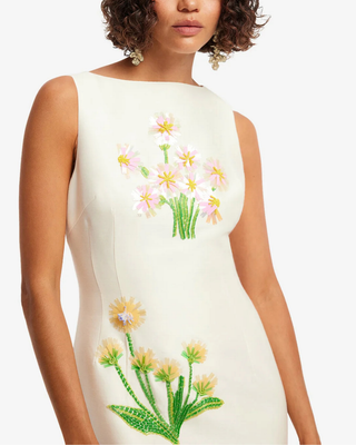 ELEANOR EMBELLISHED WOOL MIDI DRESS