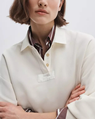 VINTAGE TERRY OVERSIZED POLO SWEATSHIRT