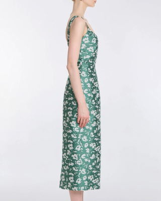 NUMA FLORAL BROCADE CORSET MIDI DRESS