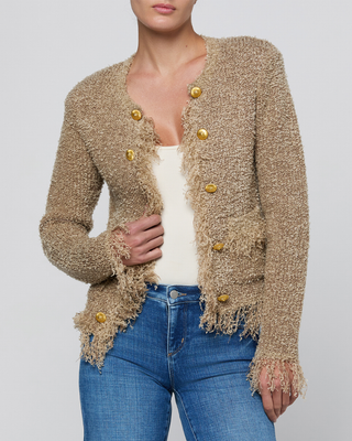 MIREILLE FRINGE TRIM CARDIGAN