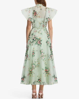 ELSIE FLUTTER SLEEVE MIDI DRESS