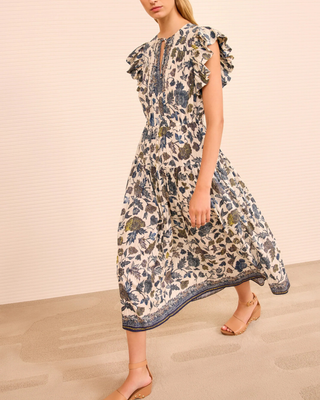 KAIRI FLUTTER SLEEVE MIDI DRESS