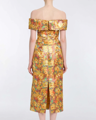 GLORIA FLORAL BROCADE MIDI DRESS