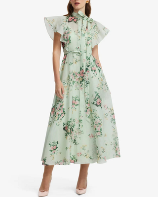 ELSIE FLUTTER SLEEVE MIDI DRESS
