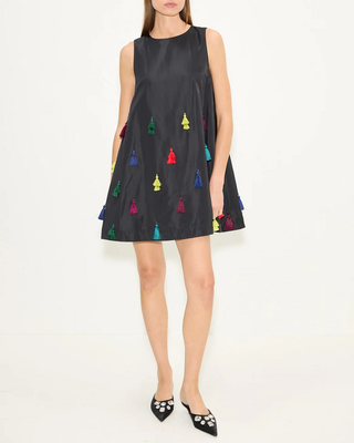 GIANNA TAFFETA TASSEL MINI DRESS