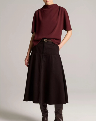 DRAPED FUNNEL NECK TOP