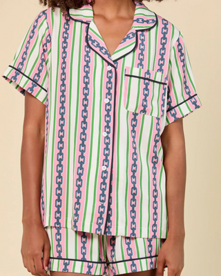 CHAIN STRIPE PAJAMA SHORTS SET