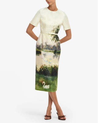ELIZABETH JACQUARD SHORT SLEEVE MIDI DRESS
