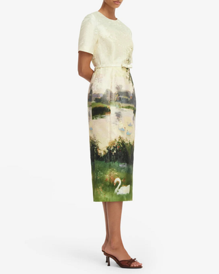 ELIZABETH JACQUARD SHORT SLEEVE MIDI DRESS