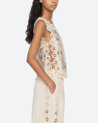 ADONNA EMBROIDERED SLEEVELESS TOP