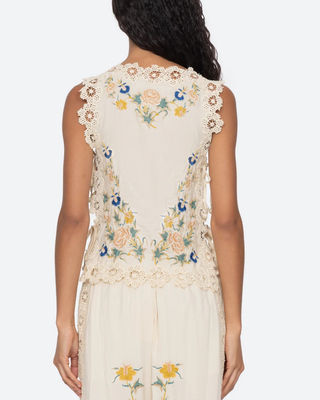 ADONNA EMBROIDERED SLEEVELESS TOP