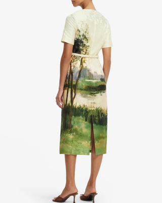 ELIZABETH JACQUARD SHORT SLEEVE MIDI DRESS
