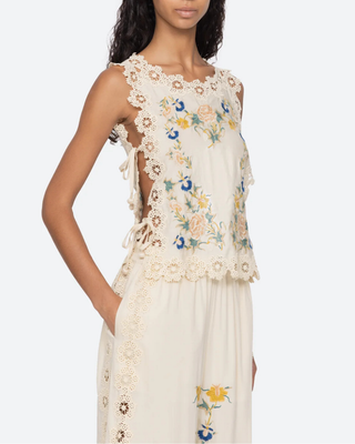 ADONNA EMBROIDERED SLEEVELESS TOP