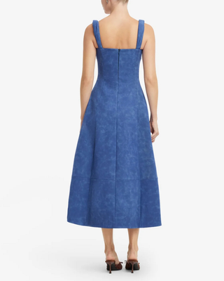 BEATRICE EMBELLISHED VEGAN SUEDE MIDI DRESS