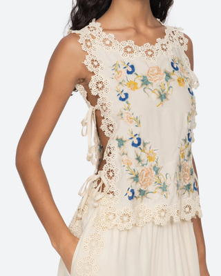 ADONNA EMBROIDERED SLEEVELESS TOP