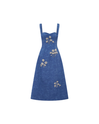BEATRICE EMBELLISHED VEGAN SUEDE MIDI DRESS
