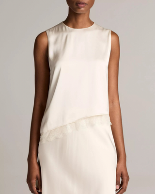 LACE TRIM ASYMMETRICAL SHELL TOP