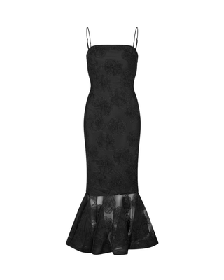 FLOWER MESH FLOUNCE DRESS
