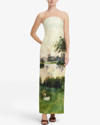 AVA JACQUARD BUSTIER MAXI DRESS