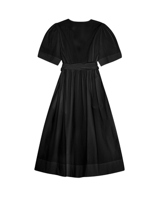 STRETCH COTTON TIE STRAP MIDI DRESS