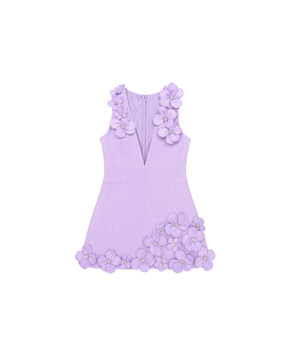 ESTELLE 3D FLORAL V-NECK MINI DRESS