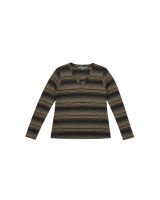 LONG SLEEVE V-NECK TEXTURED TOP