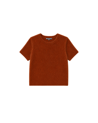 SHORT SLEEVE FUZZY SWEATER