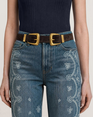 SUEDE DOUBLE BUCKLE ARCH BELT