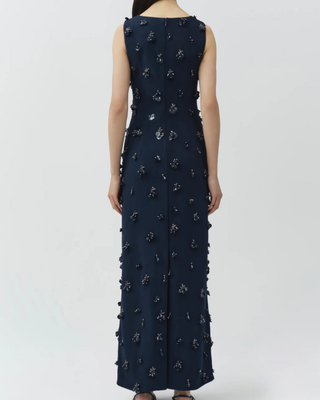 CLAUDIA S/L EMBELLISHED MIDI DRESS