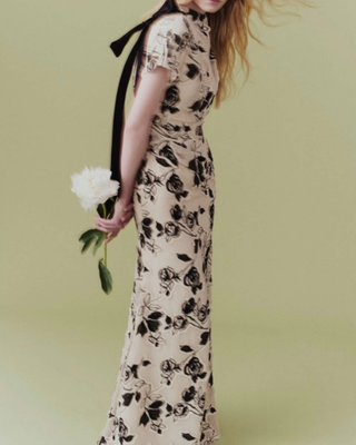 FLORAL CUT CHIFFON GOWN
