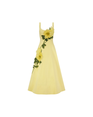 green emerald velvet dress Ikat Floral Embroidered Organza Dress – Lela Rose main image 0