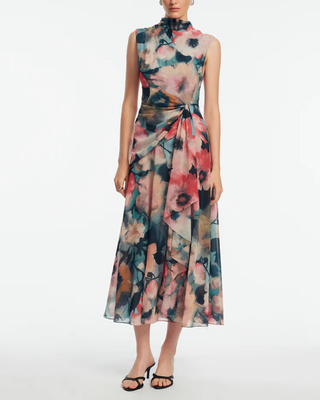 FLORAL PRINTED CHIFFON DRESS