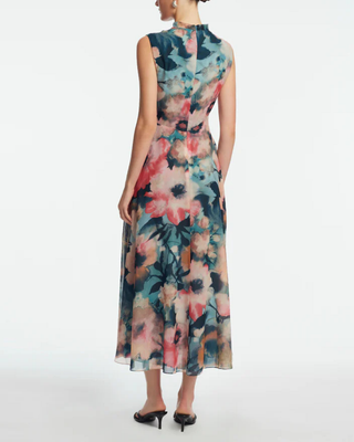 FLORAL PRINTED CHIFFON DRESS