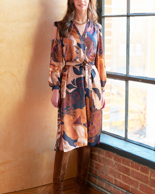 FRANCHESCA ETRUSCAN SCROLL MIDI DRESS