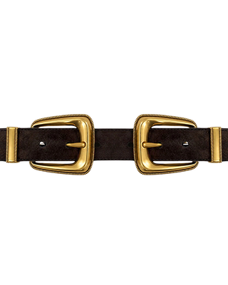 SUEDE DOUBLE BUCKLE ARCH BELT