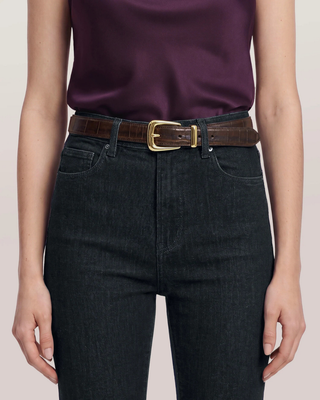 SMALL CROC EMBOSSED ARCH BELT