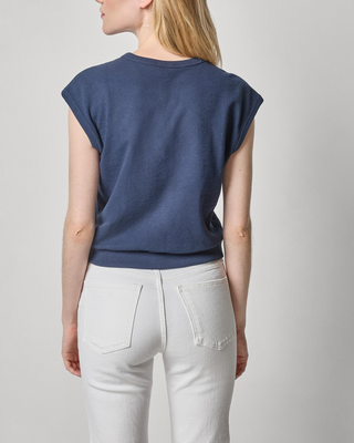 TEXTURED TERRY SLEEVELESS CARDIGAN