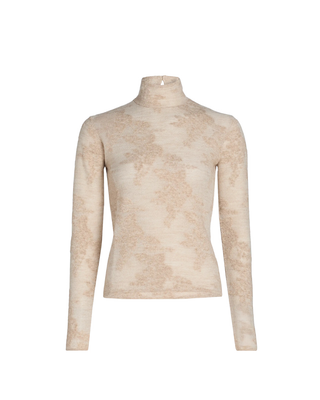 SHEER FLOWER JACQUARD TURTLENECK