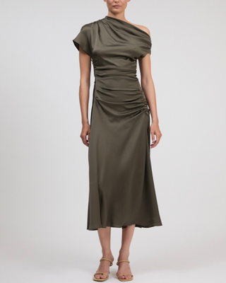 JOANNA ASYMMETRICAL SHOULDER DRESS