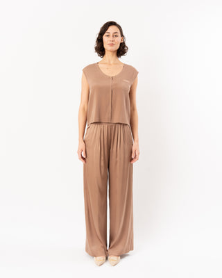 SHINY STRETCH SILK SATIN LOOSE PANTS