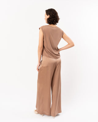 SHINY STRETCH SILK SATIN LOOSE PANTS