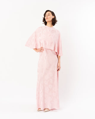 BOUQUET JACQUARD BIAS DRESS WITH CAPE