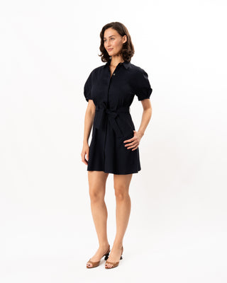 ROUND SLEEVE BELTED DRESS