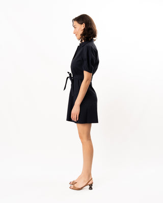 ROUND SLEEVE BELTED DRESS