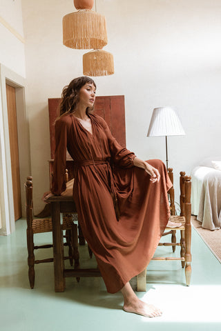 VISCOSE CREPE DE CHINE SASH DRESS