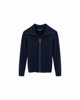 ZIP UP FOLD OVER COLLAR SWEATER