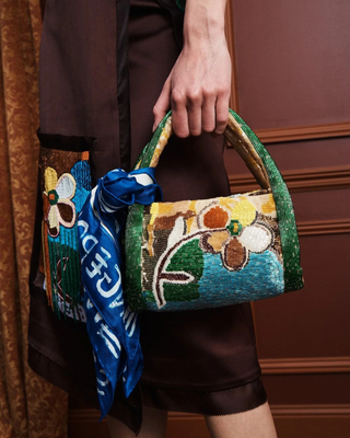 LIMELIGHT BEADED BARREL BAG