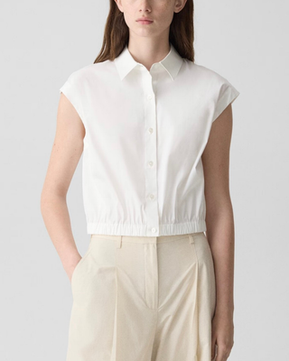 CAP SLEEVE ELASTIC CROP SHIRT