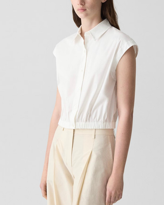 CAP SLEEVE ELASTIC CROP SHIRT