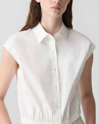 CAP SLEEVE ELASTIC CROP SHIRT